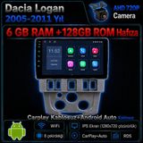 SBAID Dacia Logan 2005-2011 Yıl Uyumlu 6GB Ram 128GB Rom Hafıza Android Kablosuz Carplay Navigasyon Multimedya 9 Inç Ekran Hediye Görüş Kamerası Hediye Çerçevesi 6+128 - geri görüş kamerası hediye, ----çerçeve hediye dahil