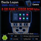 SBAID Dacia Logan 2005-2011 Yıl Uyumlu 8GB Ram 128GB Rom Hafıza Android Kablosuz Carplay Navigasyon Multimedya 9 Inç Ekran Hediye Görüş Kamerası Hediye Çerçevesi 8+128 - geri görüş kamerası hediye, ----çerçeve hediye dahil