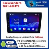SBAID Dacia Sandero 2021-2024YIL Uyumlu 4GB Ram 32GB Rom Hafıza Android Kablosuz Carplay Navigasyon Multimedya 10 Inç Ekran Hediye Görüş Kamerası Hediye Çerçevesi 4+32 - geri görüş kamerası hediye, ----çerçeve hediye dahil