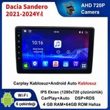 SBAID Dacia Sandero 2021-2024YIL Uyumlu 4GB Ram 64GB Rom Hafıza Android Kablosuz Carplay Navigasyon Multimedya 10 Inç Ekran Hediye Görüş Kamerası Hediye Çerçevesi 4+64 - geri görüş kamerası hediye, ----çerçeve hediye dahil