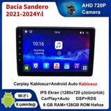 SBAID Dacia Sandero 2021-2024YIL Uyumlu 6GB Ram 128GB Rom Hafıza Android Kablosuz Carplay Navigasyon Multimedya 10 Inç Ekran Hediye Görüş Kamerası Hediye Çerçevesi 6+128 - geri görüş kamerası hediye, ----çerçeve hediye dahil