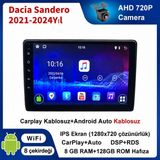 SBAID Dacia Sandero 2021-2024YIL Uyumlu 8GB Ram 128GB Rom Hafıza Android Kablosuz Carplay Navigasyon Multimedya 10 Inç Ekran Hediye Görüş Kamerası Hediye Çerçevesi 8+128 - geri görüş kamerası hediye, ----çerçeve hediye dahil