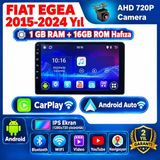 SBAID FIAT EGEA 2015-2024 Yıl uyumlu 1GB Ram 16GB Rom Hafıza Android Kablosuz Carplay Navigasyon Multimedya 9 Inç Hediye görüş kamerası Hediye Çerçevesi 1+16