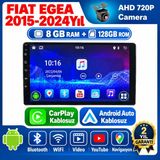 SBAID Fiat Egea 2015-2024 Yıl Uyumlu 8GB Ram 128GB Rom Hafıza Android Kablosuz Carplay Navigasyon Multimedya 9 Inç Ekran Hediye Görüş Kamerası Hediye Çerçevesi 8+128 - geri görüş kamerası hediye, ----çerçeve hediye dahil - 001-Renkli