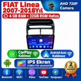 SBAID Fıat Linea 2007-2018 Yıl Uyumlu 4gb Ram 32GB Rom Hafıza Android Kablosuz Carplay Navigasyon Multimedya 9 Inç Ekran Hediye Görüş Kamerası Hediye Çerçevesi 4+32