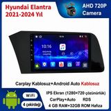 SBAID Hyundai Elantra 2021-2024 Yıl Uyumlu 4GB Ram 32GB Rom Hafıza Android Kablosuz Carplay Navigasyon Multimedya 9 Inç Ekran Hediye Görüş Kamerası Hediye Çerçevesi 4+32 - geri görüş kamerası hediye, ----çerçeve hediye dahil