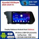 SBAID Hyundai I20/BAYON 2020-2024 Yıl Uyumlu 4GB Ram 64GB Rom Hafıza Android Kablosuz Carplay Navigasyon Multimedya 10 Inç Ekran Hediye Görüş Kamerası Hediye Çerçevesi - geri görüş kamerası hediye, ----çerçeve hediye dahil