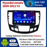 SBAID Hyundai Sonata 2009-2011 Yıl Dijital Klima Uyumlu 6GB Ram 128GB Rom Hafıza Android Kablosuz Carplay Navigasyon Multimedya 9 Inç Ekran Hediye Görüş Kamerası Hediye Çerçevesi - geri görüş kamerası hediye, ----çerçeve hediye dahil