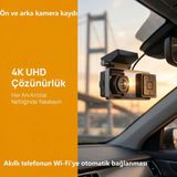 SBAID K12 Akıllı Wifi Destekli 4K Araç Kamerası - 3" IPS Ekran, Ön ve Arka Kamera Kaydı,24 Saat Akıllı Park Gözetimi,wifi ile Cep Telefonundan Izleme,kurulumu Kolaydır, Mobil Uygulama ile Kontrol Edilir