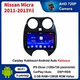 SBAID Nissan Micra 2011-2013 Yıl Uyumlu 8GB Ram 128GB Rom Hafıza Android Kablosuz Carplay Navigasyon Multimedya 9 Inç Ekran Hediye Görüş Kamerası Hediye Çerçevesi 8+128 - geri görüş kamerası hediye, ----çerçeve hediye dahil