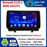 SBAID Renault CLIO 3 2006-2012 Yıl Uyumlu 8GB Ram 128GB Rom Hafıza Android Kablosuz Carplay Navigasyon Multimedya 9 Inç Ekran Hediye Görüş Kamerası Hediye Çerçevesi 8+128 - geri görüş kamerası hediye, ----çerçeve hediye dahil