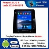 SBAID Renault CLIO 5 Tesla 2020-2025 Yıl Uyumlu 8GB Ram 128GB Rom Hafıza Android Kablosuz Carplay Navigasyon Multimedya 9.7 Inç Tesla Ekran Hediye Görüş Kamerası Hediye Çerçevesi 8+128 - geri görüş kamerası hediye, ----çerçeve hediye dahil