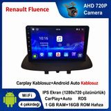 SBAID Renault Fluence Uyumlu 1GB Ram 16GB Rom Hafıza Android Kablosuz Carplay Navigasyon Multimedya 9 Inç Ekran Hediye Görüş Kamerası Hediye Çerçevesi 1+16 - geri görüş kamerası hediye, ----çerçeve hediye dahil