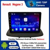 SBAID Renault Megane 3 Uyumlu 8GB Ram 128GB Rom Hafıza Android Kablosuz Carplay Navigasyon Multimedya 9 Inç Ekran Hediye Görüş Kamerası Hediye Çerçevesi 8+128