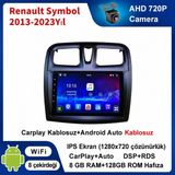 SBAID Renault Symbol 2013-2023 Yıl Uyumlu 8GB Ram 128GB Rom Hafıza Android Kablosuz Carplay Navigasyon Multimedya 9 Inç Ekran Hediye Görüş Kamerası Hediye Çerçevesi 8+128 - geri görüş kamerası hediye, ----çerçeve hediye dahil