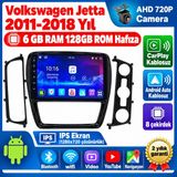 SBAID Volkswagen Jetta 2011-2018 Yıl Uyumlu 6GB Ram 128GB Rom Hafıza Android Kablosuz Carplay Navigasyon Multimedya 10 Inç Ekran Hediye Görüş Kamerası Hediye Çerçevesi 6+128 - geri görüş kamerası hediye, ----çerçeve hediye dahil - 001-Renkli