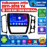 SBAID Volkswagen Jetta 2011-2018 Yıl Uyumlu 8GB Ram 128GB Rom Hafıza Android Kablosuz Carplay Navigasyon Multimedya 10 Inç Ekran Hediye Görüş Kamerası Hediye Çerçevesi 8+128 - geri görüş kamerası hediye, ----çerçeve hediye dahil - 001-Renkli