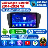 SBAID Volkswagen Passat B8 2014-2024 Yıl Uyumlu 6GB Ram 128GB Rom Hafıza Android Kablosuz Carplay Navigasyon Multimedya 10 Inç Ekran Hediye Görüş Kamerası Hediye Çerçevesi 6+128 - geri görüş kamerası hediye, ----çerçeve hediye dahil - 001-Renkli
