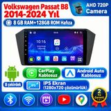 SBAID Volkswagen Passat B8 2014-2024 Yıl Uyumlu 8GB Ram 128GB Rom Hafıza Android Kablosuz Carplay Navigasyon Multimedya 10 Inç Ekran Hediye Görüş Kamerası Hediye Çerçevesi 8+128 - geri görüş kamerası hediye, ----çerçeve hediye dahil - 001-Renkli
