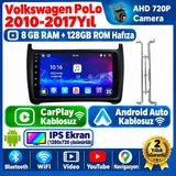 SBAID Volkswagen Polo 2010-2017 Yıl Uyumlu 8GB Ram 128GB Rom Hafıza Android Kablosuz Carplay Navigasyon Multimedya 9 Inç Ekran Hediye Görüş Kamerası Hediye Çerçevesi 8+128 - geri görüş kamerası hediye, ----çerçeve hediye dahil - 001-Renkli