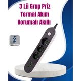 SBN - Store 3 USB Çıkışlı Hızlı Şarjlı Anahtarlı Üçlü Priz - Lisinya
