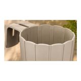SBN - Store 3D Baskı Askılı Balkon Saksısı Dikey Çizgili Dekoratif Çiçek ve Aromatik Bitki Saksısı - Bej