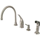 SBN - Store Prime KB828 K8 Chatham Lever Handle Kitchen Musluk With Spray ve Sıvı Sabun Dispenseri, Saten Nikel