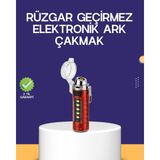 SBN - Store USB Şarjlı Rüzgar Geçirmez Elektrikli Çakmak El Fenerli - Lisinya