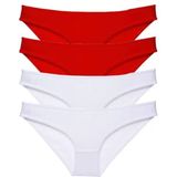 sbodurhome 4 Adet Süper Eko Set Likralı Kadın Slip Külot Kırmızı Beyaz - XL - Renkli