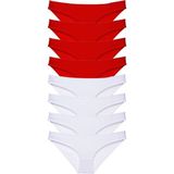 sbodurhome 8 Adet Süper Eko Set Likralı Kadın Slip Külot Kırmızı Beyaz - XL - Renkli