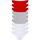 sbodurhome 9 Adet Süper Eko Set Likralı Kadın Slip Külot Kırmızı Gri Beyaz - XL - Renkli