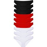 sbodurhome 9 Adet Süper Eko Set Likralı Kadın Slip Külot Siyah Kırmızı Beyaz - XL - Renkli