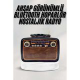 sbodurhome Bluetooth Hoparlör Ahşap Renk Vintage Işıklı Nostaljik Radyo Fm Ahşap Görünümlü