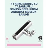sbodurhome Krom Kaplamalı Çok Fonksiyonlu Musluk Başlığı | Paslanmaz Malzeme - Renkli