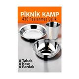sbodurhome Paslanmaz Çelik Tabak Kase Bardak Seti Kamp Piknik Seti 18 Adet 721505 - Renkli