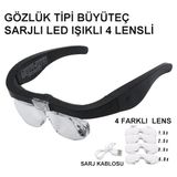 sbodurhome - Şarjlı Gözlük Büyüteç 4 Farklı Lens -11537DC - Renkli