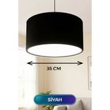 sbodurhome Siyah Kumaş Başlıklı Sarkıt Avize 35 cm - 1 - 10 W - Amber