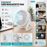 sbodurhome USB Şarjlı - Pvc Gövde 14.5X14.1CM Masa Üstü Fan - Vantilatör EFN-505 BX40 - Renkli