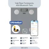 Sbs-4473 Bluetooth Dijital Yağ Su Kas Vücut Kitle Endeksi Kilo Ölçer Tartı Baskül acik-gri