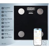 SBS-4475 Bluetooth Dijital Yağ Su Kas Vücut Kitle Endeksi Kilo Ölçer Tartı Baskül - Siyah