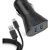 Sbs Araç Şarj Cihazı 12/24v 2100 Mah 2 Usb Çıkışı Type C Kablo Siyah Tekıtcrc2u21aul