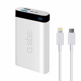 Sbs İntelligent Fast Charge 10.000mah 2xusba + Type-C Çıkışlı Led Göstergeli 2m Type-C To Lightning Kablolu Powerbank Beyaz