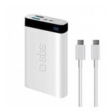 Sbs İntelligent Fast Charge 10.000mah 2xusba + Type-C Çıkışlı Led Göstergeli 2m Type-C To Type-C Kablolu Powerbank Beyaz