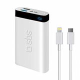 SBS Sbs İntelligent Fast Charge 10.000mAh 2xUsbA + Type-C Çıkışlı Led Göstergeli 2M Type-C to Lightning Kablolu Powerbank Beyaz
