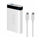 SBS Sbs İntelligent Fast Charge 10.000mAh 2xUsbA + Type-C Çıkışlı Led Göstergeli 2M Type-C to Type-C Kablolu Powerbank Beyaz