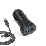 SBS TECRKITMIC21AFAST Mini Araç İçi Çakmaklığa Takılan Usb QC 3.0 Sertifikalı + Type-C Şarj Ve Veri Kablolu 1 MT. Siyah Araç Şarj Cihazı