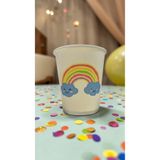 SBStrend Gökkuşağı-Yaz-Unicorn Doğumgünü Parti temalı Tek kullanımlık 7 Oz 50 Adet Karton Bardak SBS500gok50