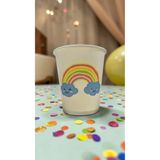 SBStrend Gökkuşağı-Yaz-Unicorn Doğumgünü Parti temalı Tek kullanımlık 7 Oz 50 Adet Karton Bardak