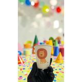SBStrend Hayvan-Orman-Amazon-Zoo Doğumgünü Parti Aslan Temalı Tek Kullanımlık 7 Oz 50 Adet Karton Bardak