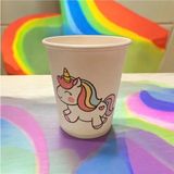 SBStrend unicorn doğumgünü konseptli Tek kullanımlık 7 Oz 100 Adet Karton Bardak